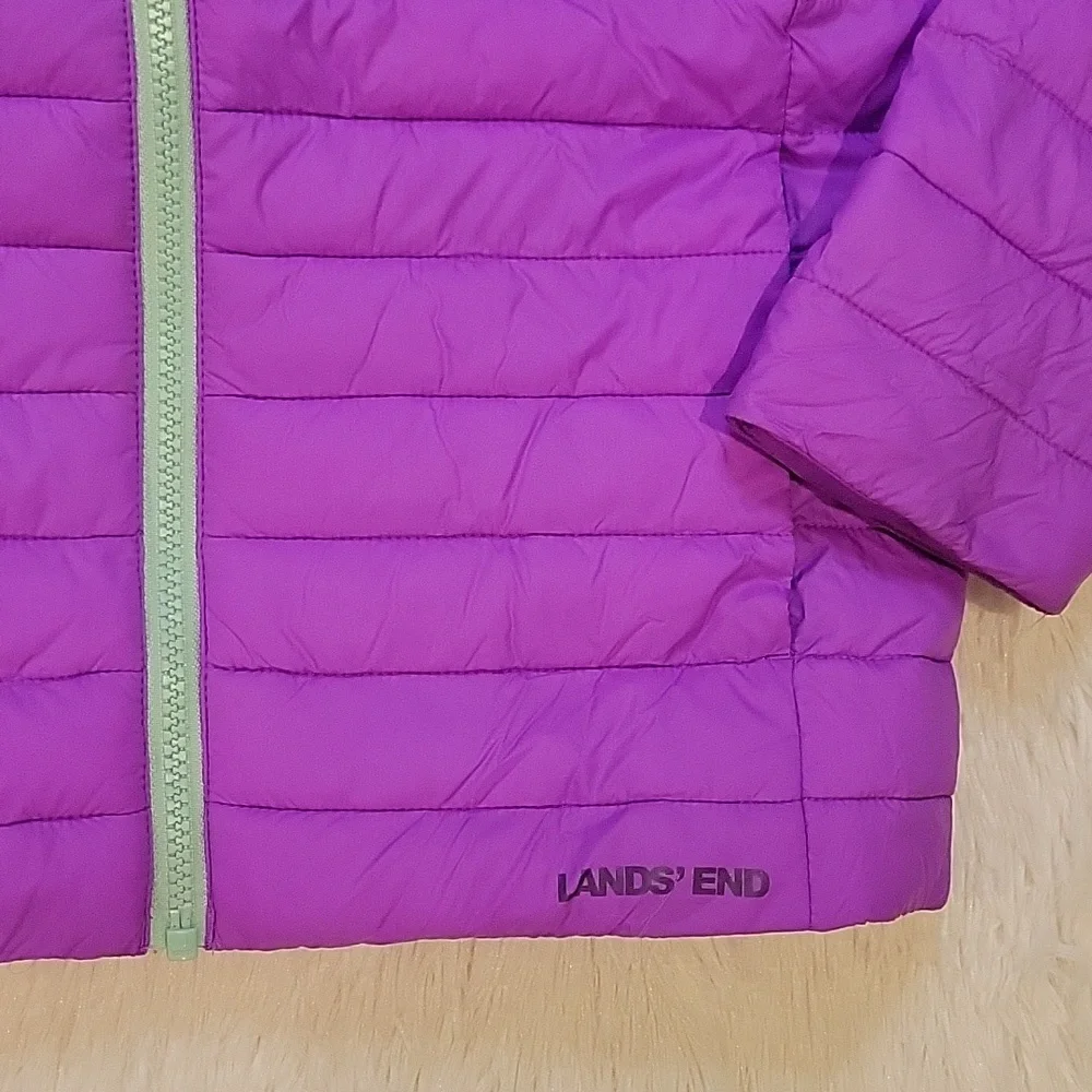 Land's End Kids FeatherFree Insulated Packable Jacket Purple Girls Size L 10/12